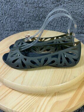 Crocs Adrina III Jelly Flat Sandals Womens Size 6 Green Slip On Open Toe Shoes
